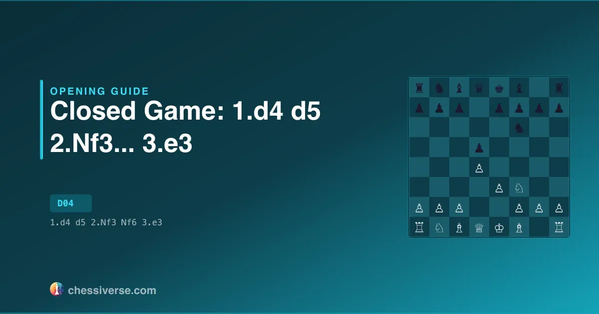 Closed Game: 1.d4 d5 2.Nf3...... 3.e3: A Complete Guide