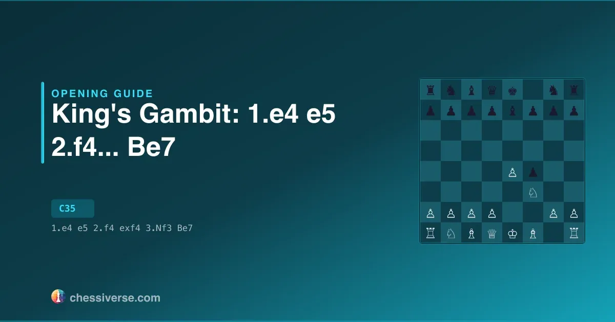 King's Gambit: 1.e4 e5 2.f4...... Be7: A Complete Guide