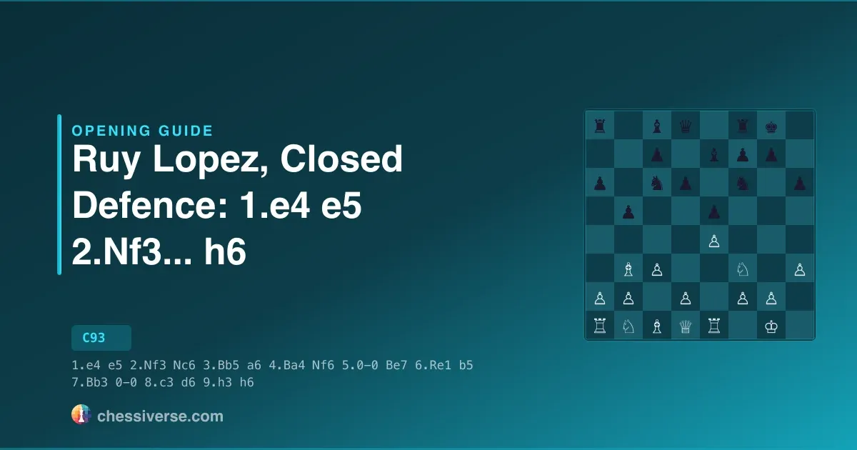 Ruy Lopez, Closed Defence: 1.e4 e5 2.Nf3...... h6: A Complete Guide