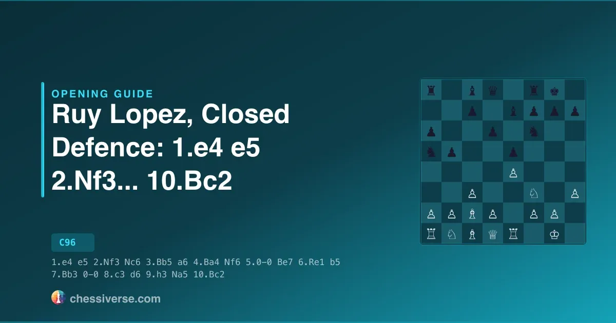 Ruy Lopez, Closed Defence: 1.e4 e5 2.Nf3...... 10.Bc2: A Complete Guide