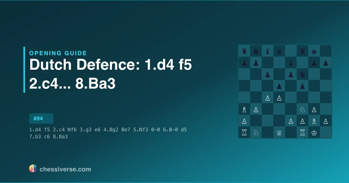 Dutch Defence: 1.d4 f5 2.c4... 8.Ba3: A Complete Guide