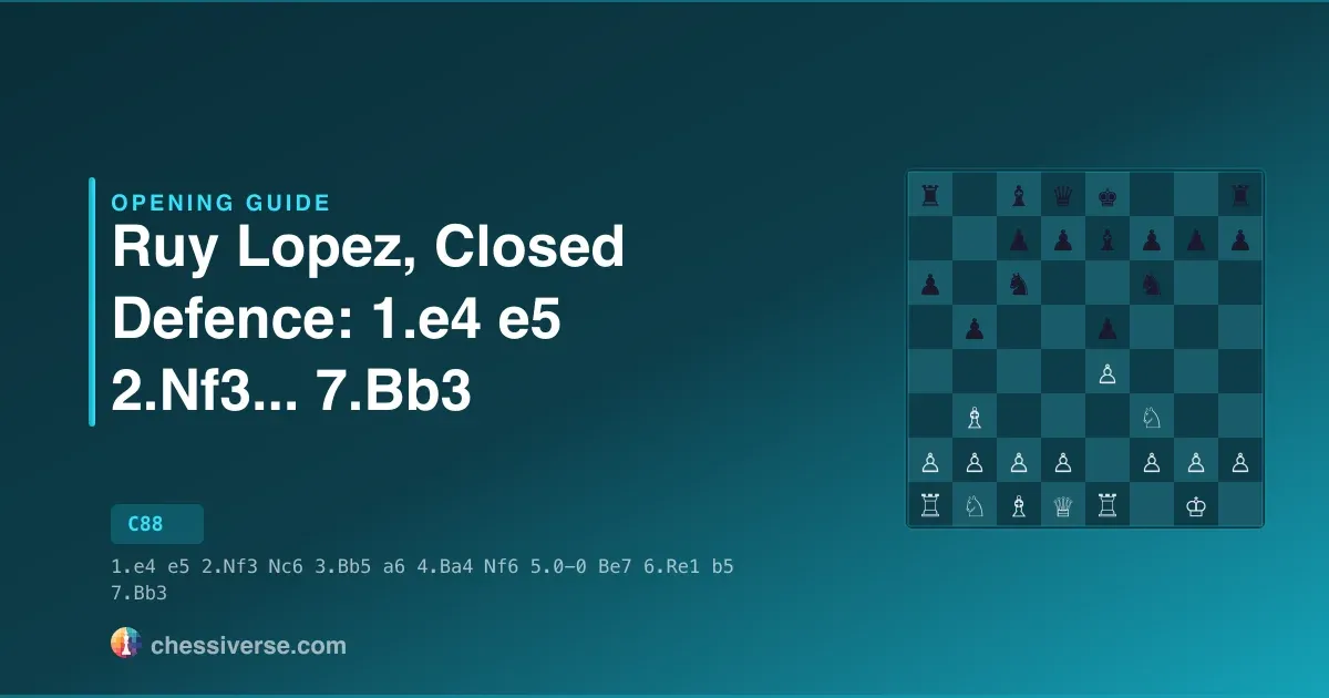Ruy Lopez, Closed Defence: 1.e4 e5 2.Nf3... 7.Bb3: A Complete Guide